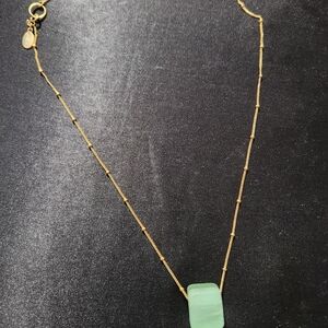 Smart Glass Gold Chain Necklace With Sea Glass Pendant - Women Jewelry